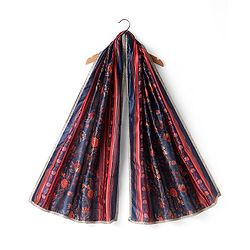 Pine Kids Woven Three Fourth Sleeves Kurta Churidar Set with Dupatta & Floral Embellisment and Lace Detailing - Red