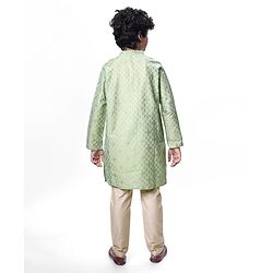 Pine Kids Woven Full Sleeves Foil Printed Kurta Pyjama Set - Mint
