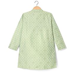 Pine Kids Woven Full Sleeves Foil Printed Kurta Pyjama Set - Mint