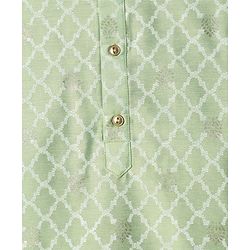 Pine Kids Woven Full Sleeves Foil Printed Kurta Pyjama Set - Mint