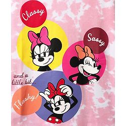 Pine Kids Disney Terry Knit Half Sleeves Oversize And Drop Shoulder T-Shirt With Minnie Mouse Graphics And Tie & Dye Detailing - Pink
