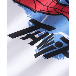 Pine Kids Marvel Terry Knit Half Drop Shoulder Sleeves Oversized Fit T-Shirt with Spiderman Graphics - White