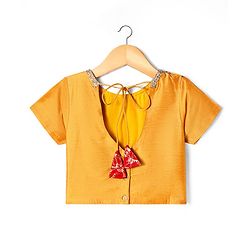 Pine Kids Woven Half Sleeves Choli & Foil Printed Lenhenga with Dupatta & Sequin Embroidery - Red