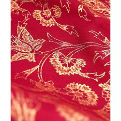 Pine Kids Woven Half Sleeves Choli & Foil Printed Lenhenga with Dupatta & Sequin Embroidery - Red
