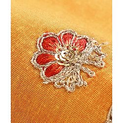 Pine Kids Woven Half Sleeves Choli & Foil Printed Lenhenga with Dupatta & Sequin Embroidery - Red