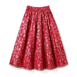 Pine Kids Woven Half Sleeves Choli & Foil Printed Lenhenga with Dupatta & Sequin Embroidery - Red