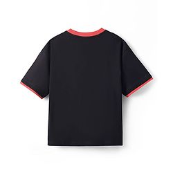 Pine Kids Marvel Terry Knit Half Drop Shoulder Sleeves Oversized T-Shirt with Spider Man Graphics & Pocket Detailing - Black