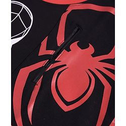 Pine Kids Marvel Terry Knit Half Drop Shoulder Sleeves Oversized T-Shirt with Spider Man Graphics & Pocket Detailing - Black