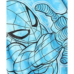 Pine Kids Marvel Terry Knit Half Sleeves Oversized Drop Shoulder Tie And Dye T-Shirt With Spider-Man Graphics And Badge Detailing - Light Blue