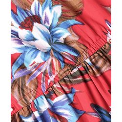 Pine Kids Poplin Woven Half Sleeves Frock with Floral Print - Red