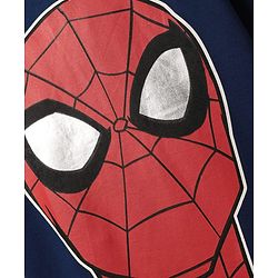 Pine Kids Marvel Terry Knit Half Sleeves Oversized Drop Shoulder T-Shirt With Spider-Man Graphics And Badge Detailing - Navy Blue