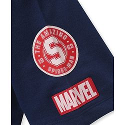 Pine Kids Marvel Terry Knit Half Sleeves Oversized Drop Shoulder T-Shirt With Spider-Man Graphics And Badge Detailing - Navy Blue