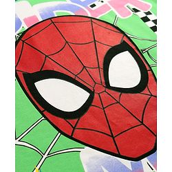 Pine Kids Marvel Terry Knit Half Drop Shoulder Sleeves Oversized T-Shirt with Spider Man Graphics - Green