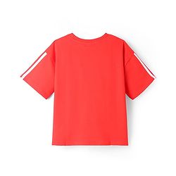 Pine Kids Marvel Terry Knit Half Drop Shoulder Sleeves Oversized T-Shirt with Spider Man Graphics - Red
