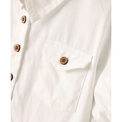 Pine Kids Cotton Woven Half Puffed Sleeves Solid Color Collared Frock - White