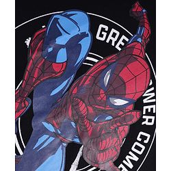 Pine Kids Marvel Terry Knit Half Sleeves Drop Shoulder Oversized T-Shirt With Front And Back Spider-Man Graphics - Black