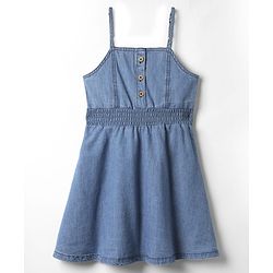 Pine Kids Cotton Woven Sleeveless Solid Frock - Blue
