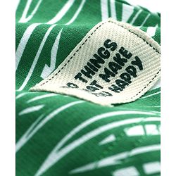Pine Kids Looper Knit Above Knee Length Shorts With Leaf Print - Green