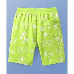Pine Kids Looper Knit Above Knee Length Shorts With Tropical Theme Print - Lime Green