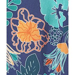 Pine Kids Woven Half Sleeves Shirt Style Top with Floral Print & Knot Detailing - Navy Blue