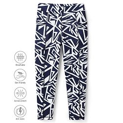 Pine Active Knit Full Length Printed Super Stretch Leggings - Navy Blue