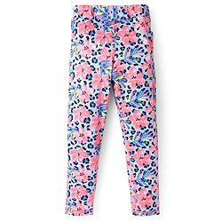 Pine Active Knit Full Length Super Stretch Leggings With Floral Print - Multicolor
