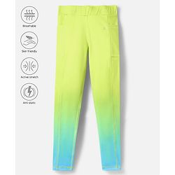 Pine Active Knit Full Length Super Stretch Leggings With Ombre Effect - Light Green & Light Blue