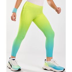 Pine Active Knit Full Length Super Stretch Leggings With Ombre Effect - Light Green & Light Blue