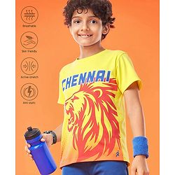 Pine Active Half Sleeves High Stretch T-Shirt with Chennai Team Print - Yellow