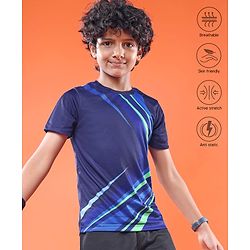 Pine Active Knit Half Sleeves T-Shirt - Navy Blue