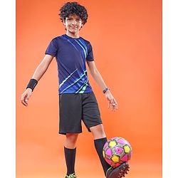 Pine Active Knit Half Sleeves T-Shirt - Navy Blue