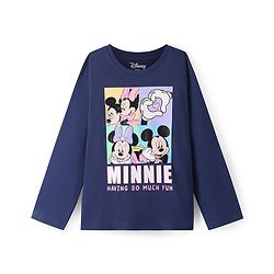 Pine Kids Disney Single Jersey Knit Full Sleeves Night Suit with Minnie & Friends Graphics - Navy Blue