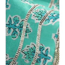 Pine Kids Viscose Woven Three Fourth Sleeves Floral Printed Kurta & Gharara Set with Dupatta - Mint Green