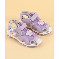 Pine Kids Velcro Closure Sandals With Butterfly Applique - Purple