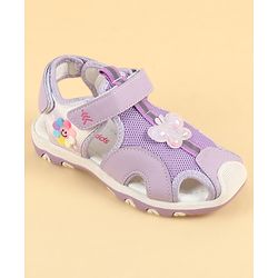 Pine Kids Velcro Closure Sandals With Butterfly Applique - Purple