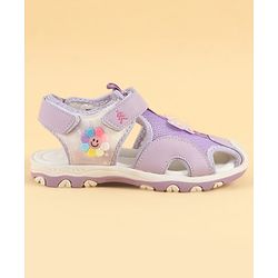 Pine Kids Velcro Closure Sandals With Butterfly Applique - Purple