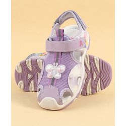 Pine Kids Velcro Closure Sandals With Butterfly Applique - Purple