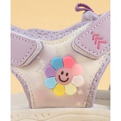 Pine Kids Velcro Closure Sandals With Butterfly Applique - Purple