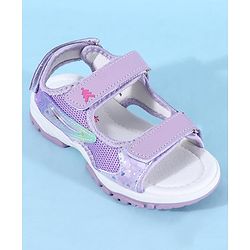 Pine Kids Sandals with Velcro Closure & Hearts Print - Purple