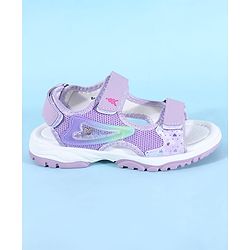 Pine Kids Sandals with Velcro Closure & Hearts Print - Purple