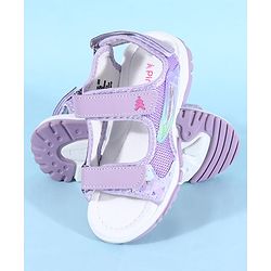 Pine Kids Sandals with Velcro Closure & Hearts Print - Purple