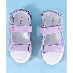 Pine Kids Sandals with Velcro Closure & Hearts Print - Purple