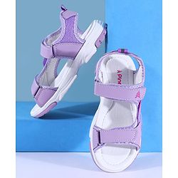 Pine Kids Sandals with Velcro Closure & Hearts Print - Purple
