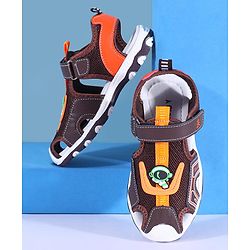 Pine Kids Sandals with Velcro Closure & Astronaut Applique - Brown