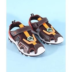 Pine Kids Sandals with Velcro Closure & Astronaut Applique - Brown