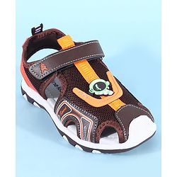Pine Kids Sandals with Velcro Closure & Astronaut Applique - Brown