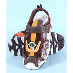 Pine Kids Sandals with Velcro Closure & Astronaut Applique - Brown