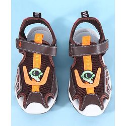 Pine Kids Sandals with Velcro Closure & Astronaut Applique - Brown