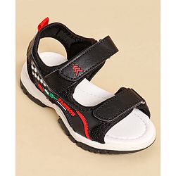 Pine Kids Sandals with Velcro Closure & Text Print - Black