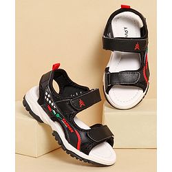 Pine Kids Sandals with Velcro Closure & Text Print - Black